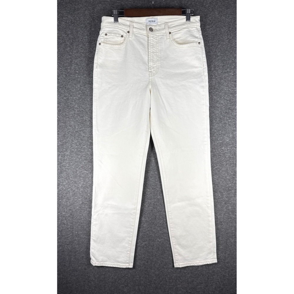 Pistola Anthropologie Premium Jeans Size 29 Off White High Rise Straight Preppy